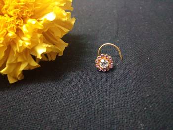 Designer Purple Diamond Floral nose ring or Nose Pin 2