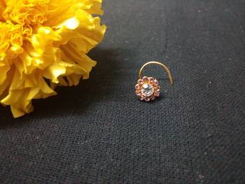 Designer Purple Diamond Floral nose ring or Nose Pin 3