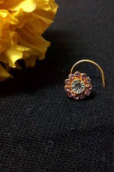 Designer Purple Diamond Floral nose ring or Nose Pin