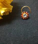 Designer Red Diamond Floral nose ring or Nose Pin