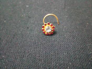 Designer Red Diamond Floral nose ring or Nose Pin 3