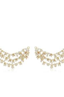 Designer Bunched Pearls 3 Line Pearl Ear Chain Kanoti or Ear Support Earrings