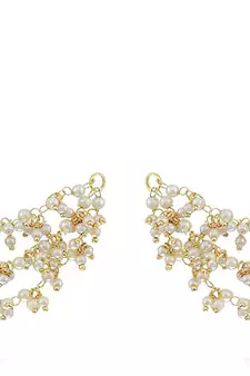 Designer Bunched Pearls 3 Line Pearl Ear Chain Kanoti or Ear Support Earrings