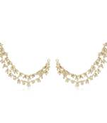 Designer Bunched Pearls 2 Line Pearl Ear Chain Kanoti or Ear Support Earrings