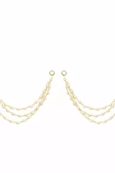Designer 3 Line Pearl Earchain or Ear Support Earrings