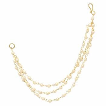 Designer 3 Line Pearl Earchain or Ear Support Earrings 3