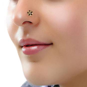 Designer Black Diamond Floral nose ring or Nose Pin 1
