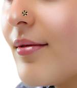 Designer Black Diamond Floral nose ring or Nose Pin
