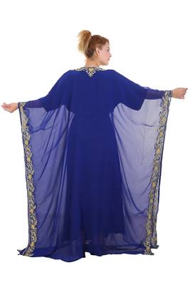 Royal blue Aari Stone Work Georgette Islamic Style Beads Embedded Partywear Kaftan Long Gown Evening wear Dubai kaftan 5