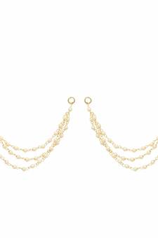 Designer 3 Line Pearl Earchain or Ear Support Earrings