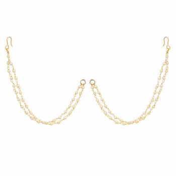 Designer 2 Line Pearl Earchain or Ear Support Earrings 1