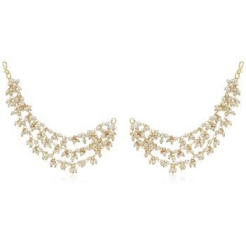 Designer bunched pearls 3 line pearl ear chain kanoti or ear support earrings 2