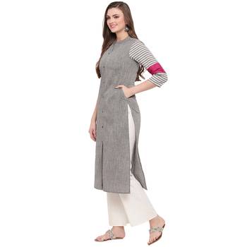 grey printed cotton kurti 2