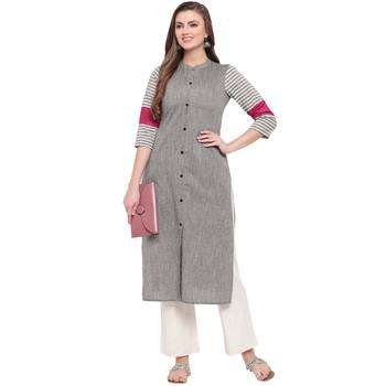 grey printed cotton kurti 3