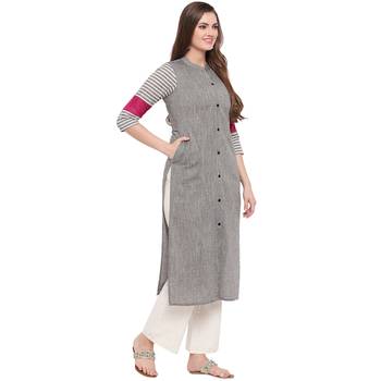 grey printed cotton kurti 4