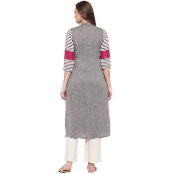 grey printed cotton kurti 5