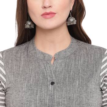 grey printed cotton kurti 6