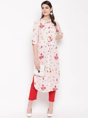 white printed rayon kurti 1