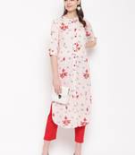 white printed rayon kurti