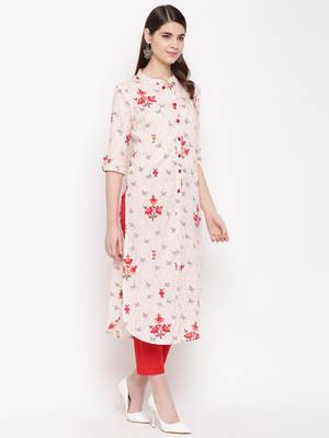 white printed rayon kurti 5