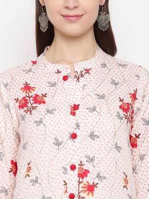 white printed rayon kurti 6