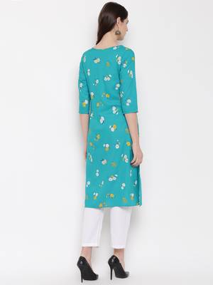 blue printed rayon kurti 3