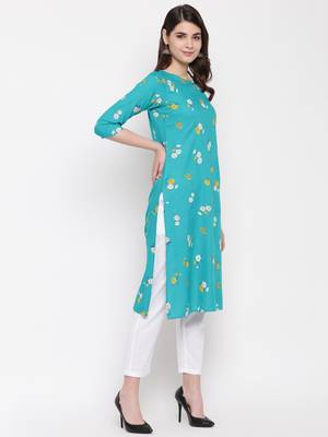 blue printed rayon kurti 4