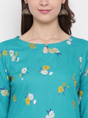 blue printed rayon kurti 6
