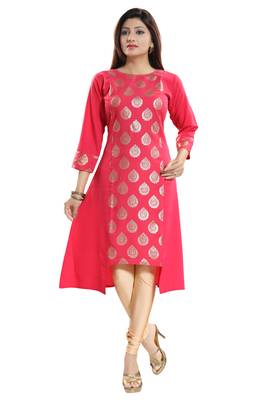 Pink printed crepe kurtas-and-kurtis 1