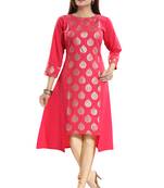 Pink printed crepe kurtas-and-kurtis