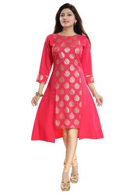 Pink printed crepe kurtas-and-kurtis 2