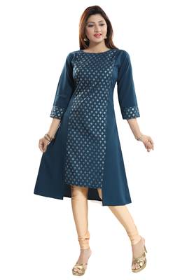 Blue printed crepe kurtas-and-kurtis 2
