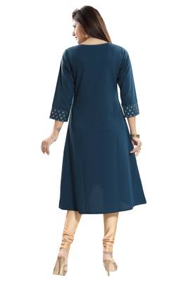 Blue printed crepe kurtas-and-kurtis 4