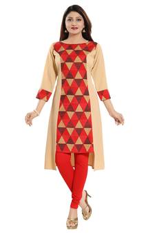 Red printed crepe kurtas-and-kurtis