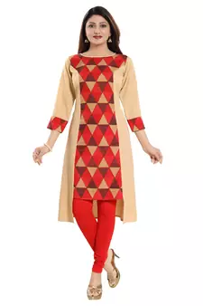 Red printed crepe kurtas-and-kurtis