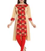 Red printed crepe kurtas-and-kurtis