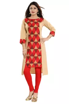 Red printed crepe kurtas-and-kurtis