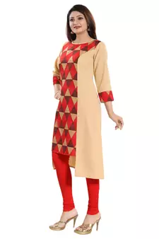 Red printed crepe kurtas-and-kurtis
