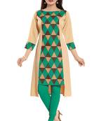 Green printed crepe kurtas-and-kurtis