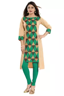 Green printed crepe kurtas-and-kurtis