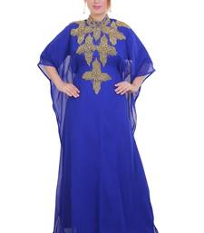 Royal Blue Zari Stone Work Georgette Islamic Style Beads Embedded Partywear Kaftan Long Gown Evening wear Dubai kaftan