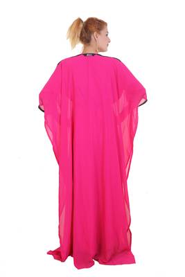 Rani Pink Zari Stone Work Georgette Islamic Style Beads Embedded Partywear Kaftan Long Gown Evening wear Dubai kaftan 5