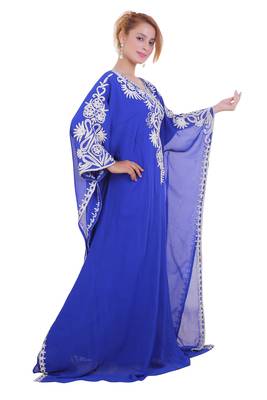 Royal Blue Aari Stone Work Georgette Islamic Style Beads Embedded Partywear Kaftan Long Gown Evening wear Dubai kaftan 4