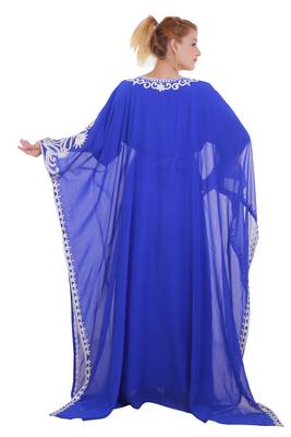 Royal Blue Aari Stone Work Georgette Islamic Style Beads Embedded Partywear Kaftan Long Gown Evening wear Dubai kaftan 5