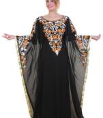 Black Aari Stone Work Georgette Islamic Style Beads Embedded Partywear Kaftan Long Gown Evening wear Dubai kaftan