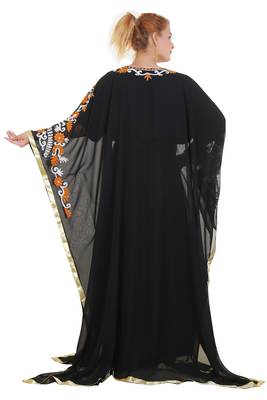 Black Aari Stone Work Georgette Islamic Style Beads Embedded Partywear Kaftan Long Gown Evening wear Dubai kaftan 5