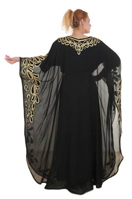 Black Aari Stone Work Georgette Islamic Style Beads Embedded Partywear Kaftan Long Gown Evening wear Dubai kaftan 5