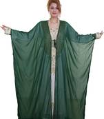 Green Zari Stone Work Georgette Islamic Style Beads Embedded Partywear Kaftan Long Gown Evening wear Dubai kaftan