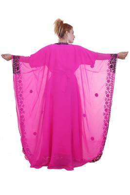 Rani Pink Aari Stone Work Georgette Islamic Style Beads Embedded Partywear Kaftan Long Gown Evening wear Dubai kaftan 5