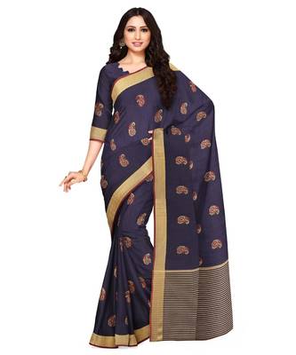 Mimosa Ikat Style Art Silk saree Color: Navy Blue  (5154-441-SD-NVY) 1